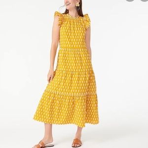 J Crew tiered cotton voile dress in floating sunflowers